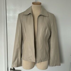 Pamela McCoy geniune leather boxy jacket